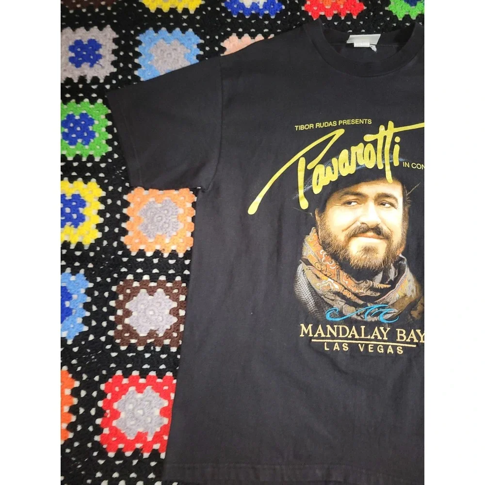 Vintage‎ Luciano Pavarotti Opera Tour T-Shirt Mandalay Bay Large Embroidered